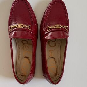 Sam Edelman Red Loafers with Gold Detail